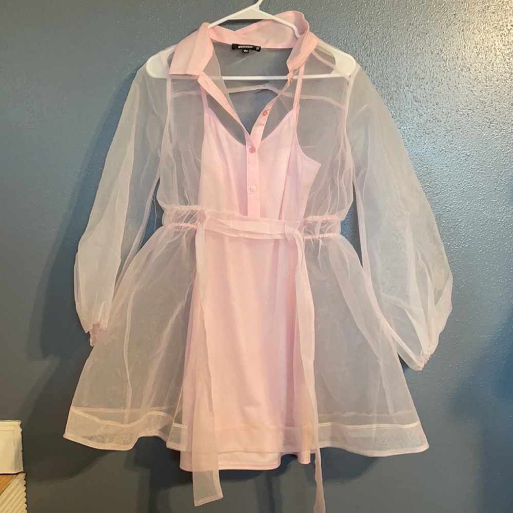 Missguided sheer dress with mini dress